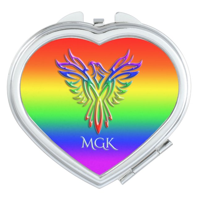 LGBT Rainbow - Phoenix, embossed effect, Monogram Compact Mirror (Front)