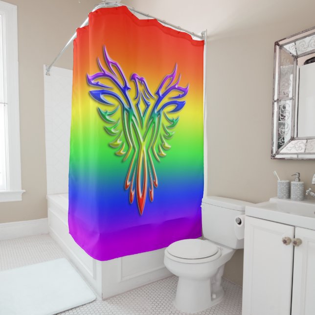 LGBT Rainbow - Phoenix, embossed effect Shower Curtain (In Situ)