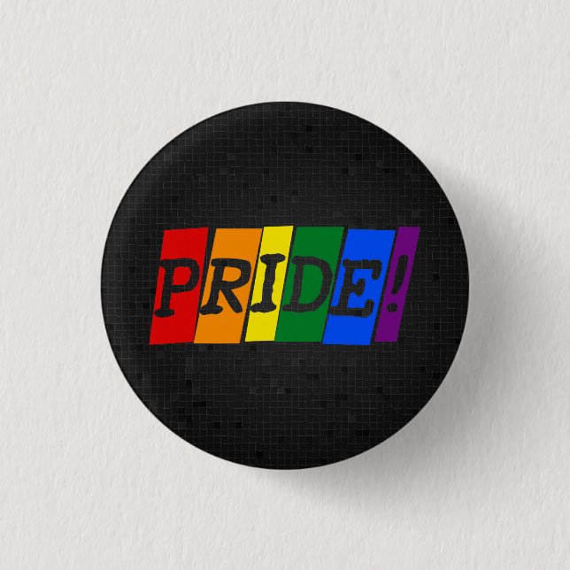 LGBT rainbow pride black button (Front)