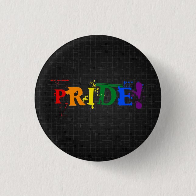 LGBT rainbow pride black button (Front)
