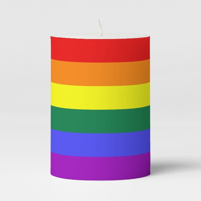 LGBT Rainbow Pride Flag 3" x 4" Pillar Candle (Front)