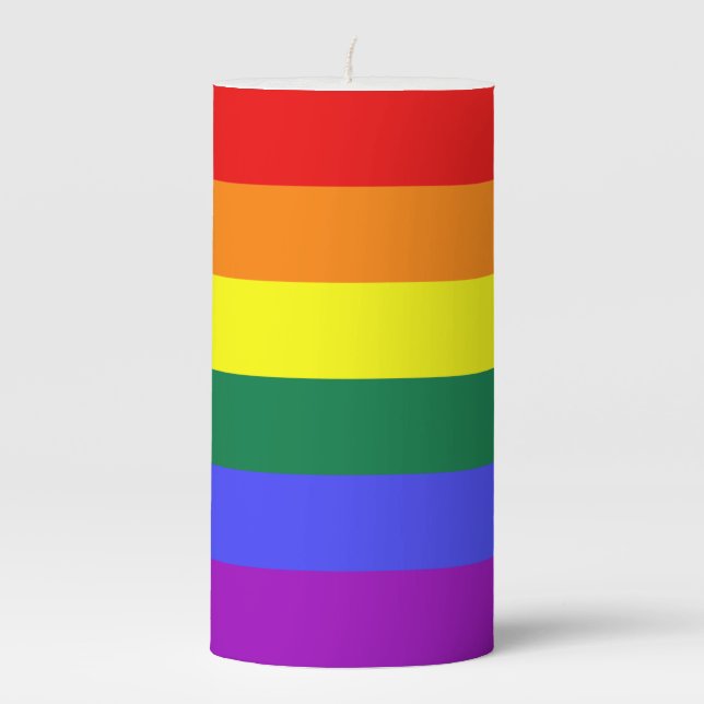LGBT Rainbow Pride Flag 3" x 6" Pillar Candle (Front)