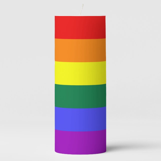 LGBT Rainbow Pride Flag 3" x 8" Pillar Candle (Front)