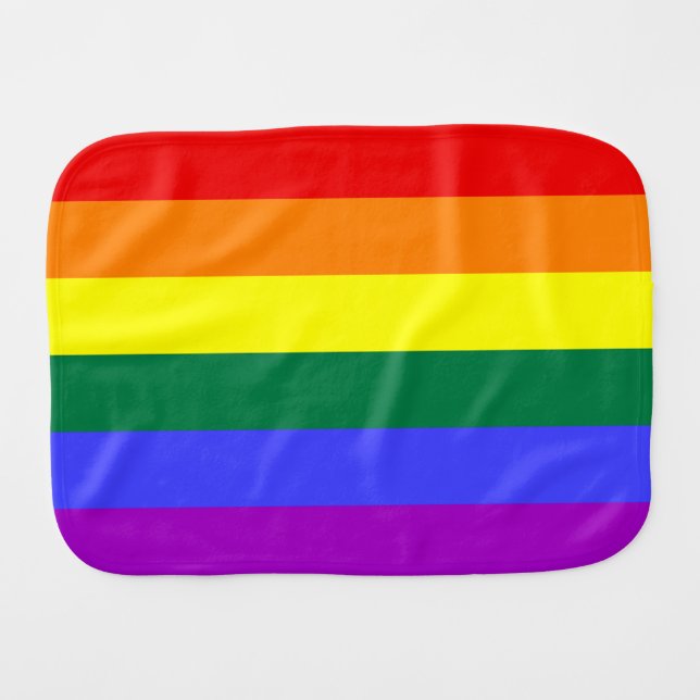 LGBT Rainbow Pride Flag Baby Burp Cloth (Front Horizontal)