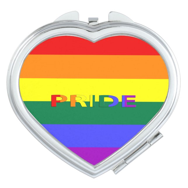 LGBT Rainbow Pride Flag Heart Compact Mirror (Front)