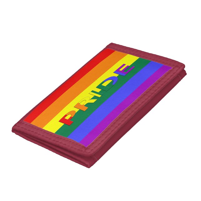 LGBT Rainbow Pride Flag Red TriFold Nylon Wallet (Bottom)