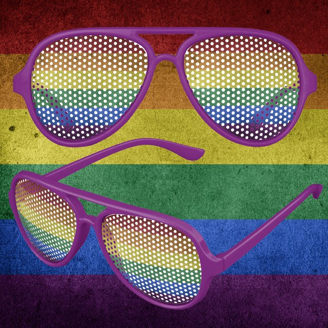 LGBT Rainbow Pride Flag Retro Style Aviator Sunglasses (LGBT Rainbow Pride Flag Retro Style Aviator Sunglasses)