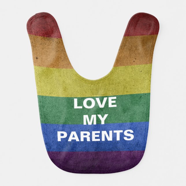 LGBT Rainbow Pride Flag Retro Style Baby Bib (Front)