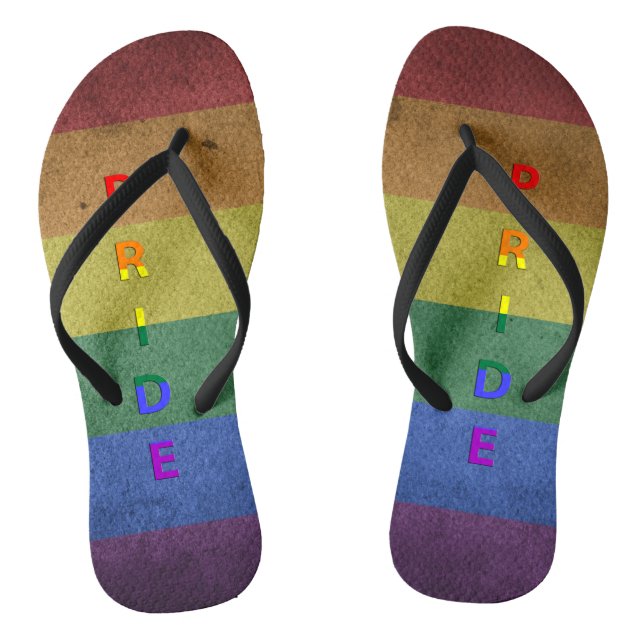 LGBT Rainbow Pride Flag Retro Style Flip Flops (Footbed)