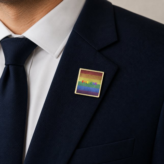 LGBT Rainbow Pride Flag Retro Style Gold Finish Lapel Pin (LGBT Rainbow Pride Flag Retro Style Gold Finish Lapel Pin)