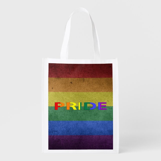 LGBT Rainbow Pride Flag Retro Style Grocery Bag (Front)