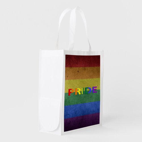 LGBT Rainbow Pride Flag Retro Style Grocery Bag