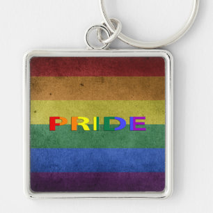 LGBT Rainbow Pride Flag Retro Style Keychain