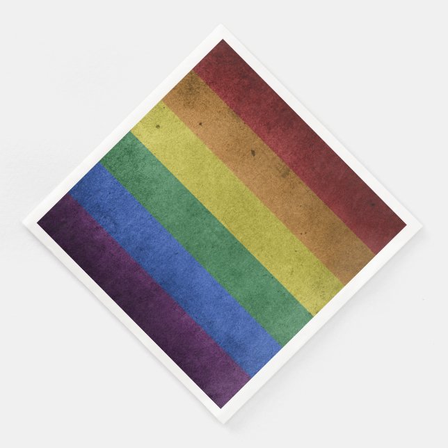 LGBT Rainbow Pride Flag Retro Style Paper Dinner Napkins (Corner)