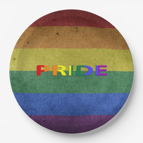 LGBT Rainbow Pride Flag Retro Style Paper Plates