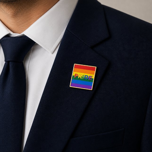 LGBT Rainbow Pride Flag Square Gold Lapel Pin (LGBT Rainbow Pride Flag Square Gold Lapel Pin)