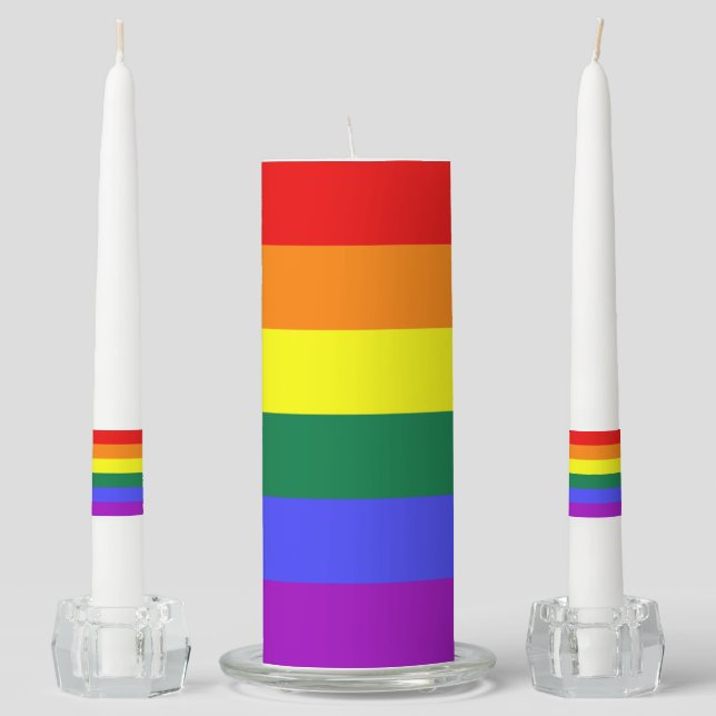 LGBT Rainbow Pride Flag Unity Candle Set (Front)