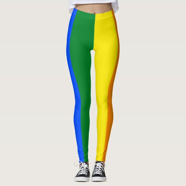 LGBT Rainbow Pride Flag Vertical Stripe Leggings (Front)