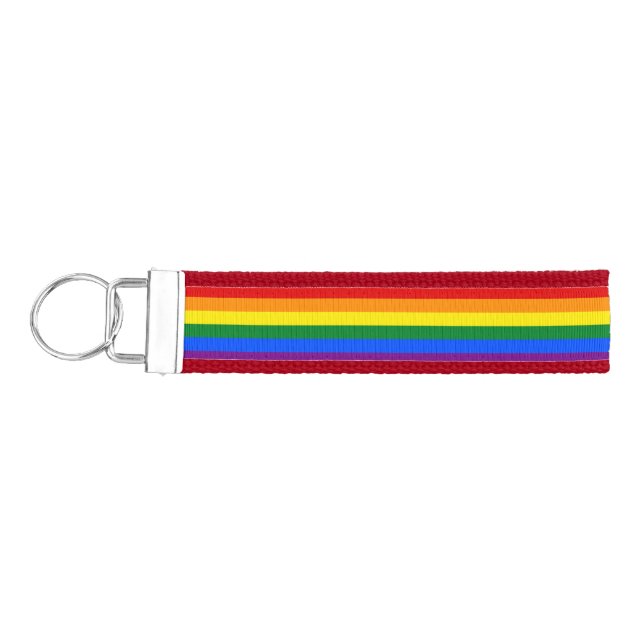 LGBT Rainbow Pride flag Wrist Keychain (Keys on Left)