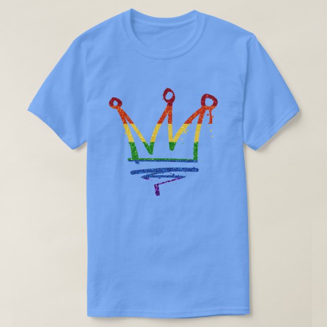 LGBT Rainbow Pride Glitter Crown T-Shirt (Design Front)