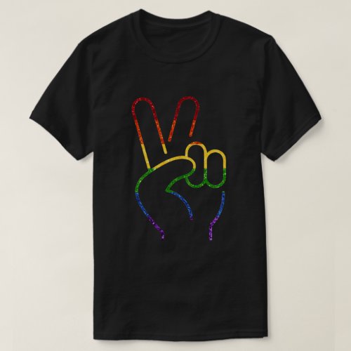 LGBT Rainbow Pride Glitter Peace T_Shirt