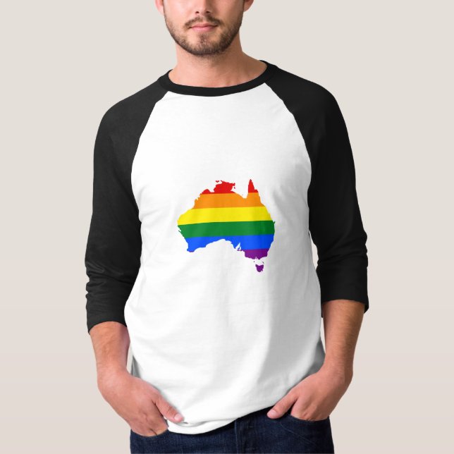 LGBT rainbow pride map of Australia T-Shirt (Front)