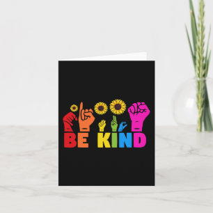 LGBT Rainbow Pride Month ASL Be Kind Hand Sign L Card