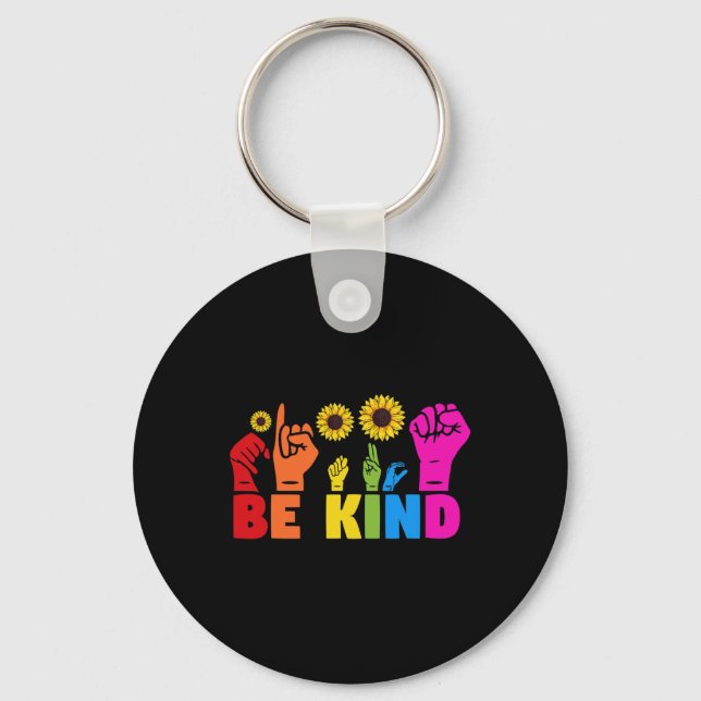 LGBT Rainbow Pride Month  ASL  Be Kind Hand Sign L Keychain (Front)