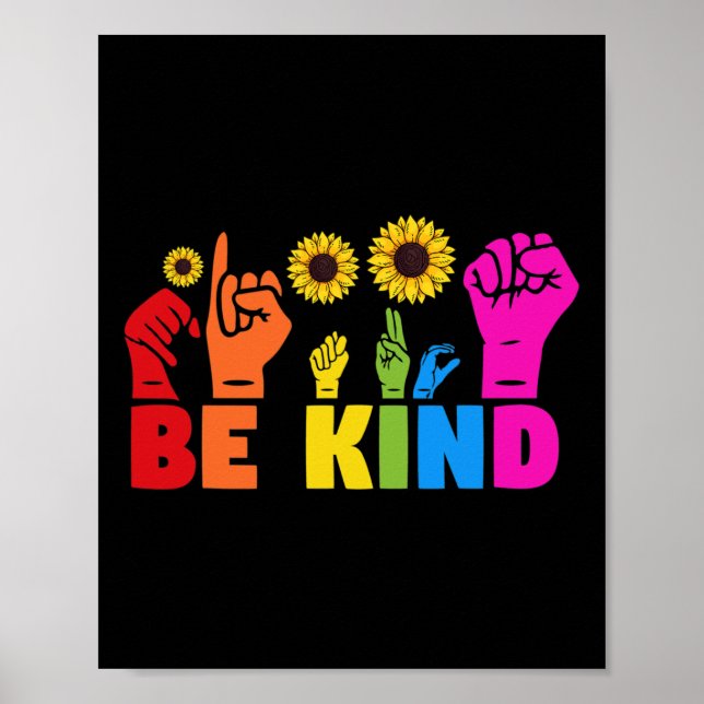 Lgbt Rainbow Pride Month Asl Be Kind Hand Sign Lan (Front)