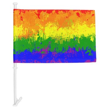 Lgbt Rainbow Pride Paint Splatter Car Flag by HumphreyKing at Zazzle