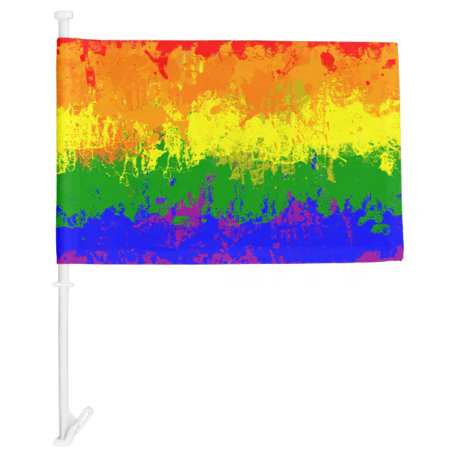 LGBT Rainbow Pride Paint Splatter Car Flag | Zazzle