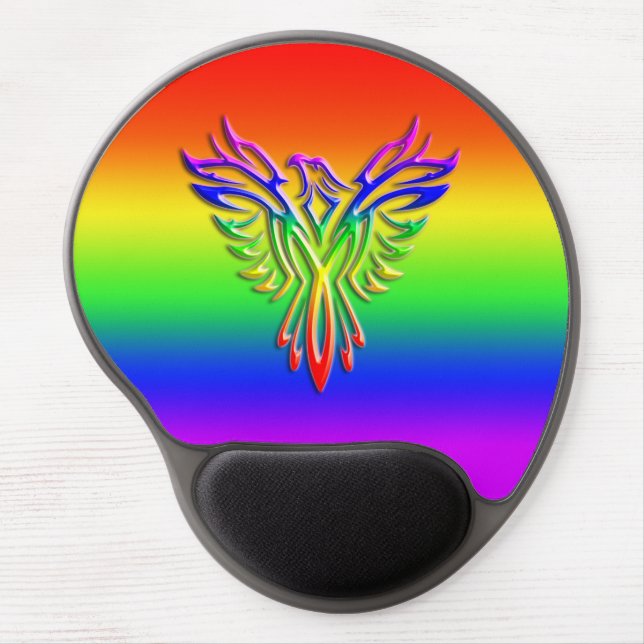 LGBT Rainbow Pride Phoenix Rising, embossed-effect Gel Mouse Pad (Front)