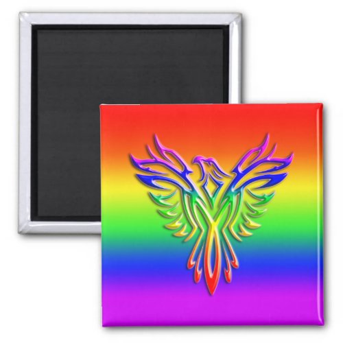 LGBT Rainbow Pride Phoenix Rising embossed_effect Magnet