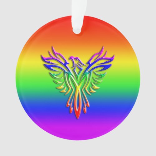 LGBT Rainbow Pride Phoenix Rising embossed_effect Ornament