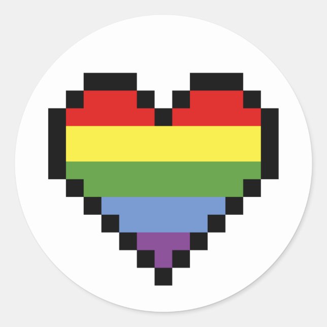 LGBT rainbow pride pixel art Classic Round Sticker (Front)