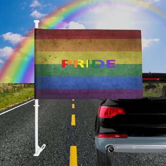 LGBT Rainbow Pride Retro Style Car Flag