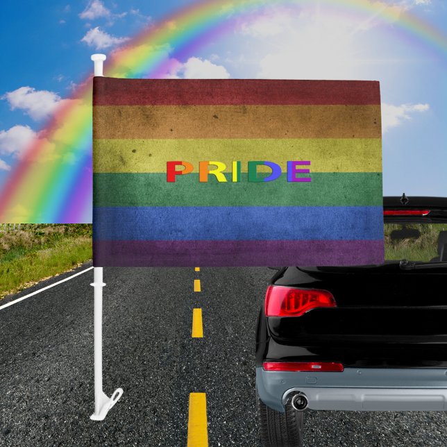 LGBT Rainbow Pride Retro Style Car Flag (LGBT Rainbow Pride Retro Style Car Flag)