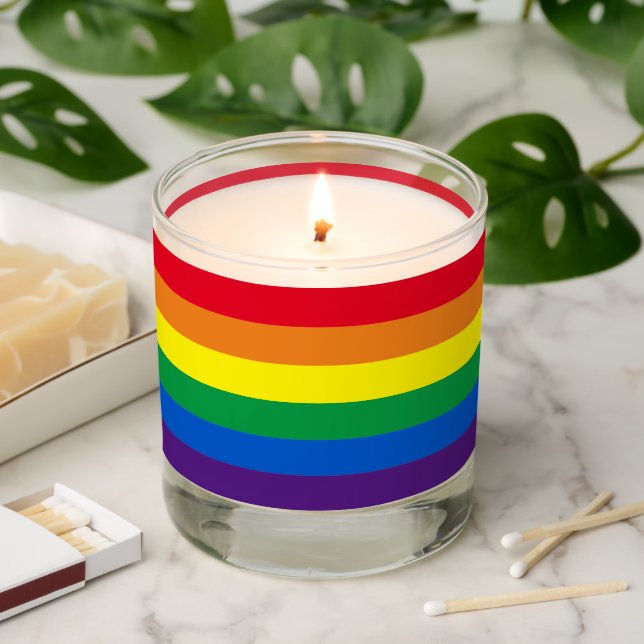 LGBT rainbow pride six stripes gay flag  Scented Candle (Lit)