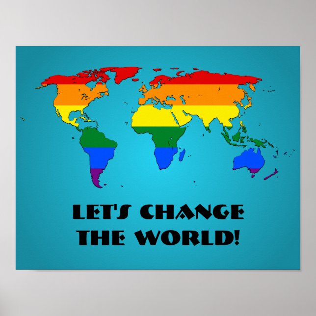 LGBT rainbow pride world map poster (Front)