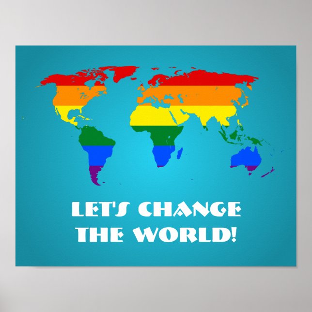 LGBT rainbow pride world map poster (Front)