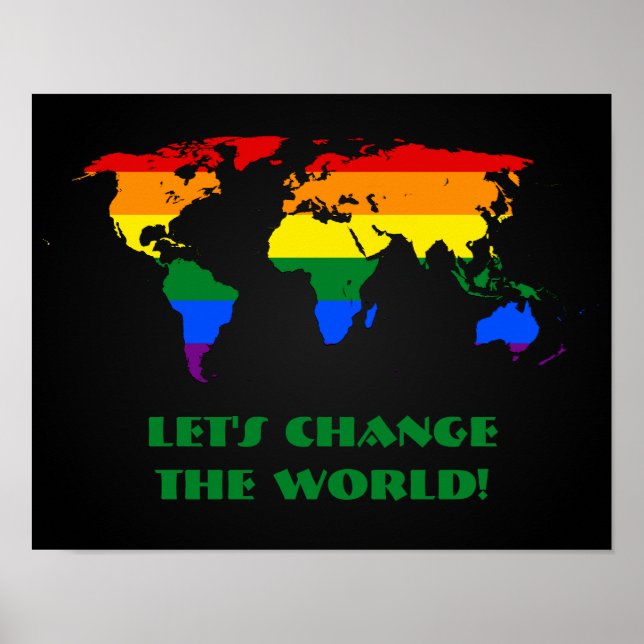 LGBT rainbow pride world map poster (Front)