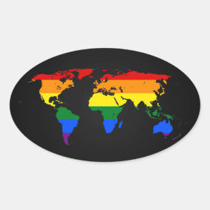 LGBT rainbow pride world map Stickers