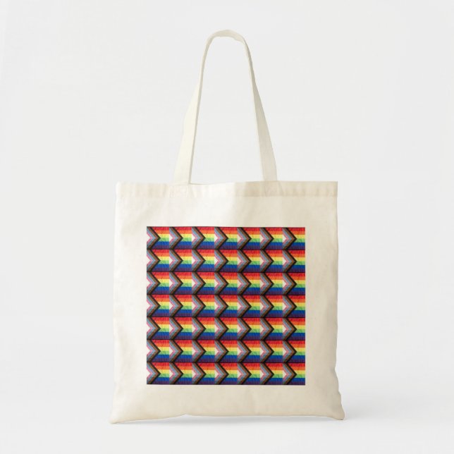 LGBT RAINBOW PROGRESS PRIDE Fabric Gift Bag (Front)