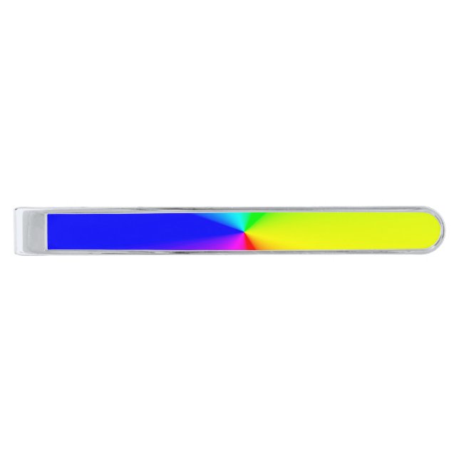 LGBT Rainbow Radial Colors Silver Finish Tie Bar (Front)