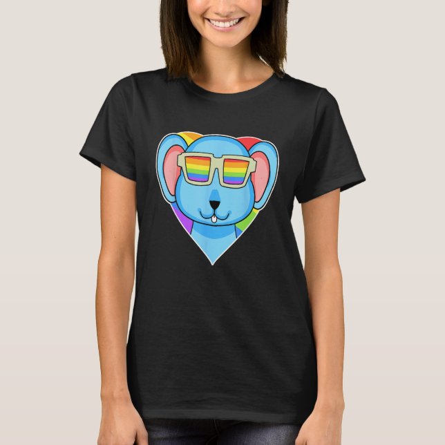LGBT Rainbow  Rat  Gay Pride  LGBT Heart Animal Mo T-Shirt (Front)