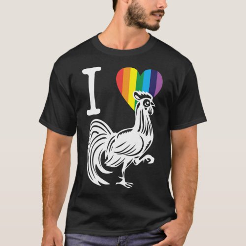 LGBT Rainbow Rooster Gay Lesbian Pride Holiday _st T_Shirt