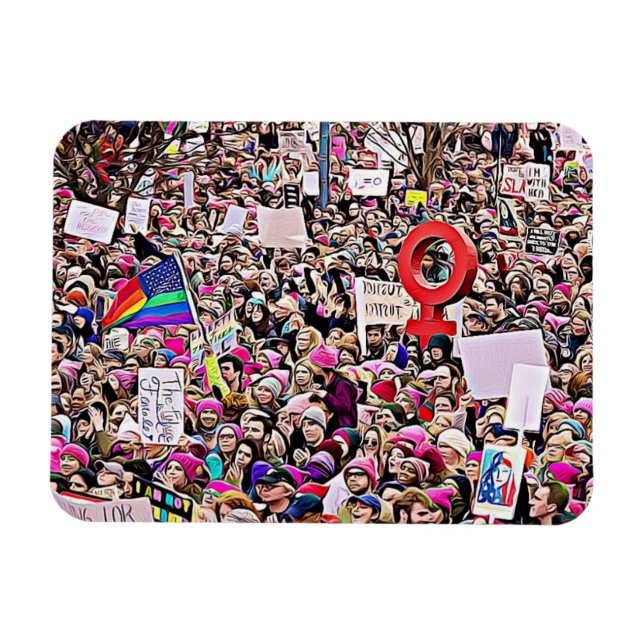 LGBT & Rainbow Sign at Women's March Magnet (Horizontal)