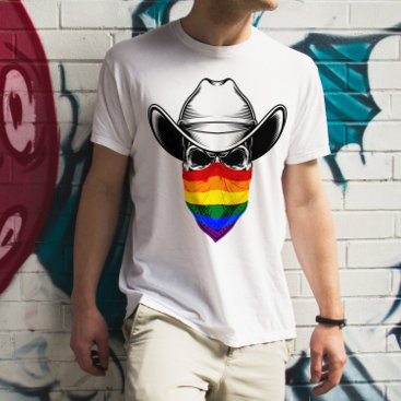 Lgbt Rainbow Skull Cowboy T-shirt