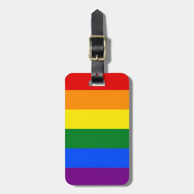 LGBT Rainbow Stripe Luggage Tag (Front Vertical)
