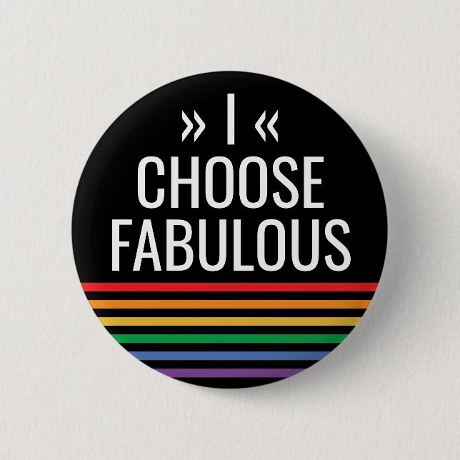 LGBT Rainbow Striped Black Custom Gay Pride Button (Front)